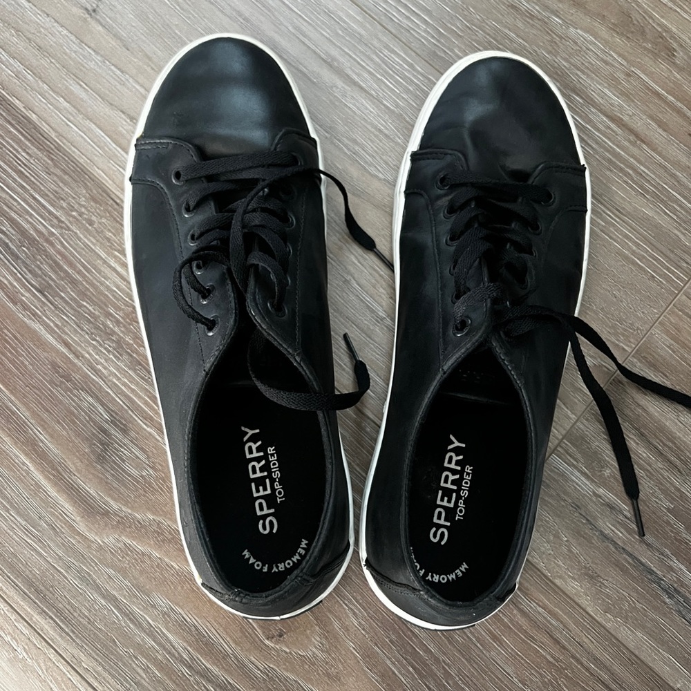 Sperry Black Leather Sneakers